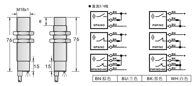 M18特氟龙电容式耐腐蚀接近开关