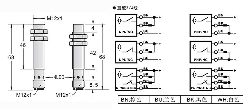 M12-M12长距离电感式接近开关接头式